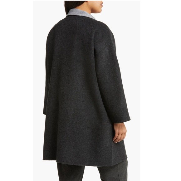 Eileen Fisher reversible wool & cashmere oversized coat - Picture 2 of 7